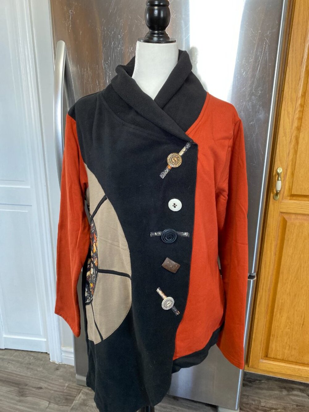 #21 Leopards & Roses  Coat Sweater Made in Napal - Wearable Art